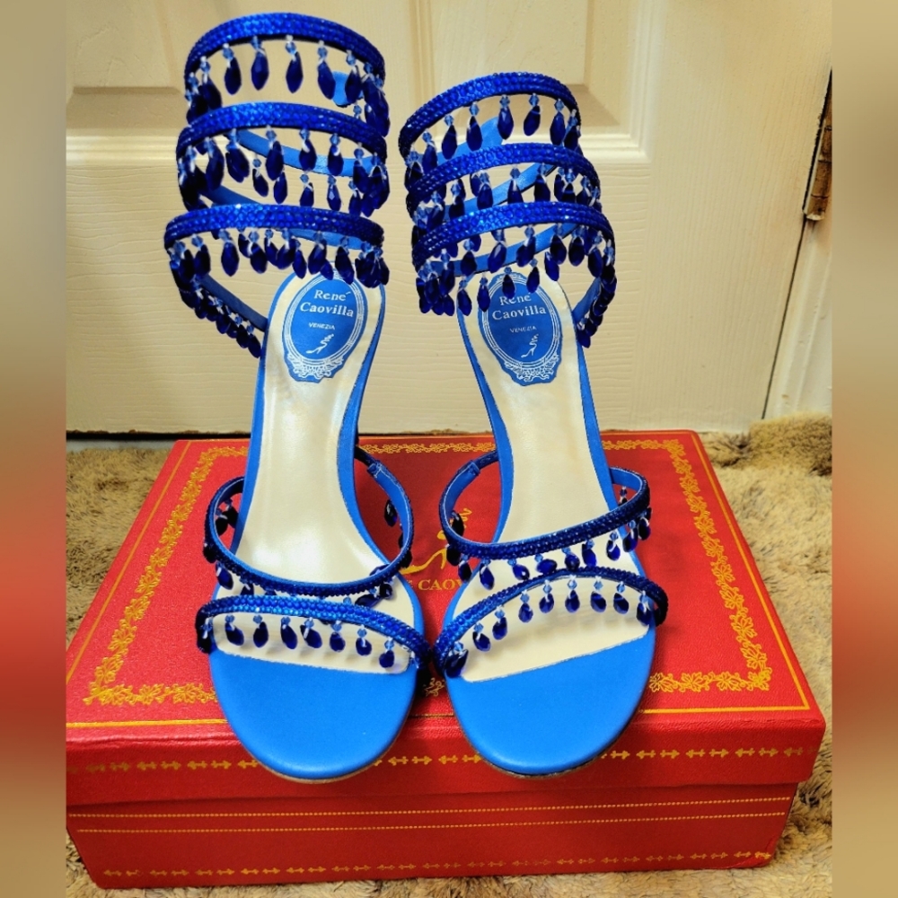 RENE CAOVILLA STILETTO HEEL SANDALS CHANDELIER